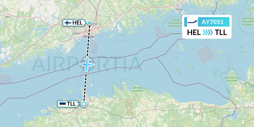 AY7051 Finnair Flight Map: Helsinki to Tallinn