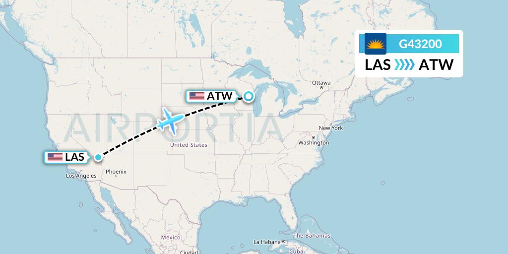 G43200 Allegiant Air Flight Map: Las Vegas to Appleton