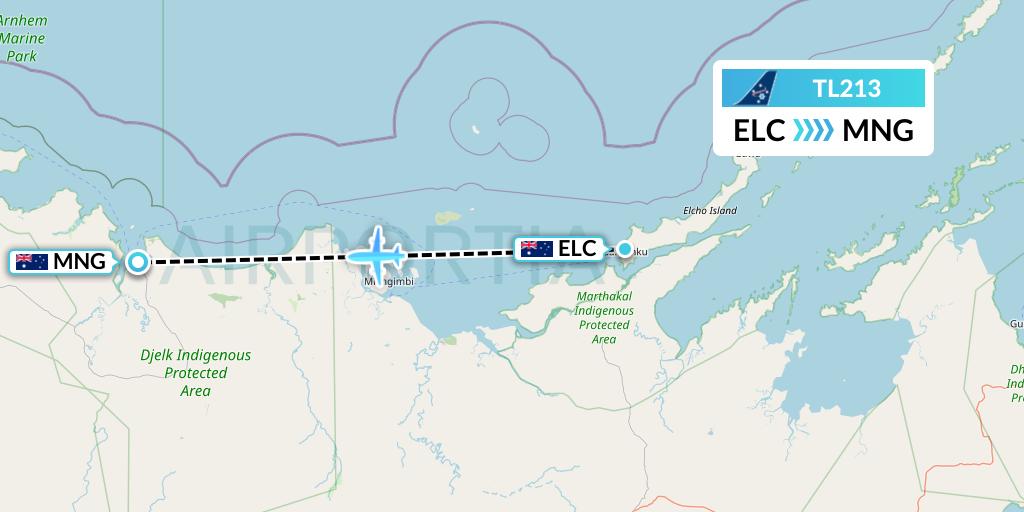 TL213 Airnorth Flight Map: Elcho Island to Maningrida