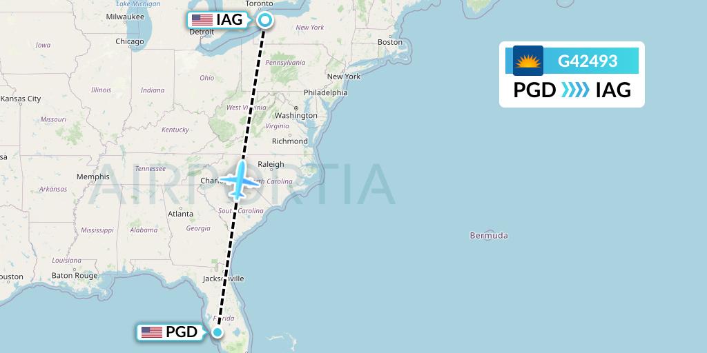 G42493 Allegiant Air Flight Map: Punta Gorda to Niagara Falls