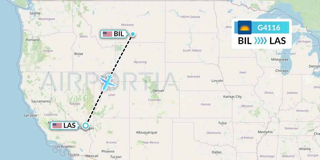 G4116 Allegiant Air Flight Map: Billings to Las Vegas