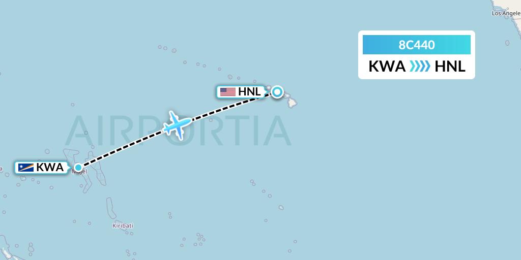 8C440 Air Transport International Flight Map: Kwajalein to Honolulu