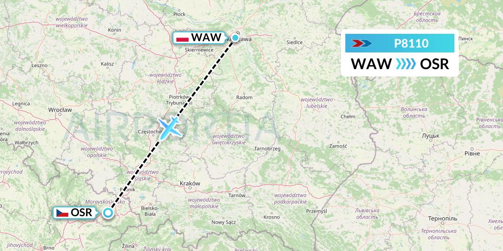P8110 Sprint Air Flight Map: Warsaw to Ostrava