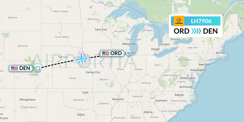 LH7906 Lufthansa Flight Map: Chicago to Denver