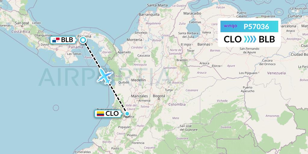 P57036 Copa Airlines Colombia Flight Map: Cali to Balboa