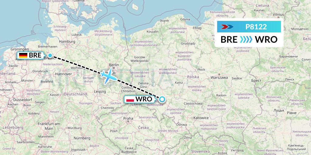P8122 Sprint Air Flight Map: Bremen to Wroclaw