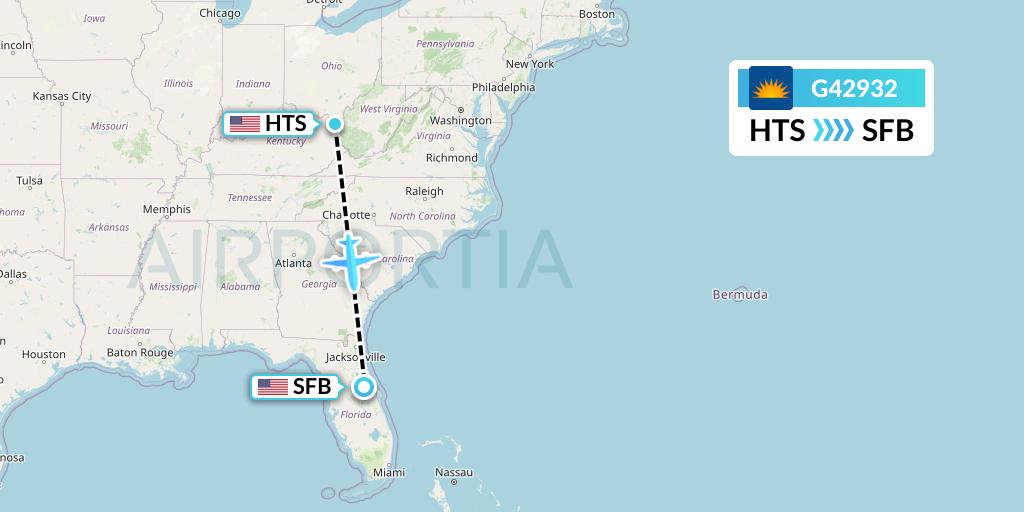 G42932 Allegiant Air Flight Map: Huntington to Orlando