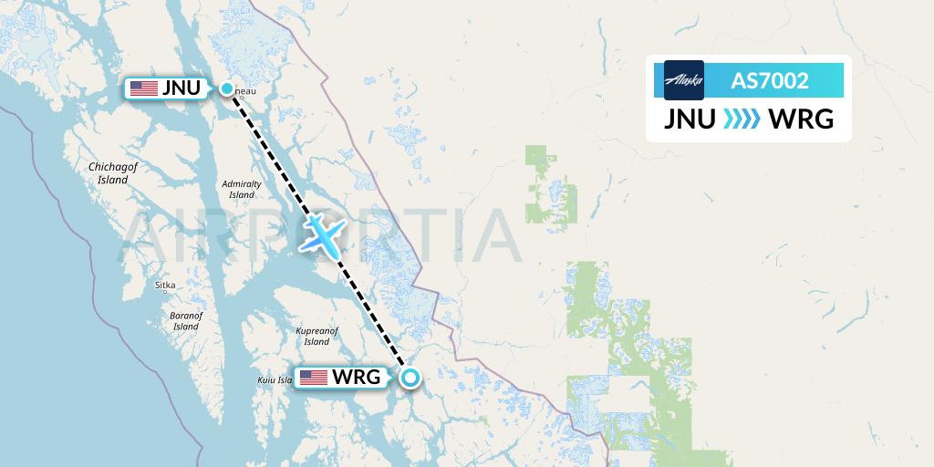 AS7002 Alaska Airlines Flight Map: Juneau to Wrangell