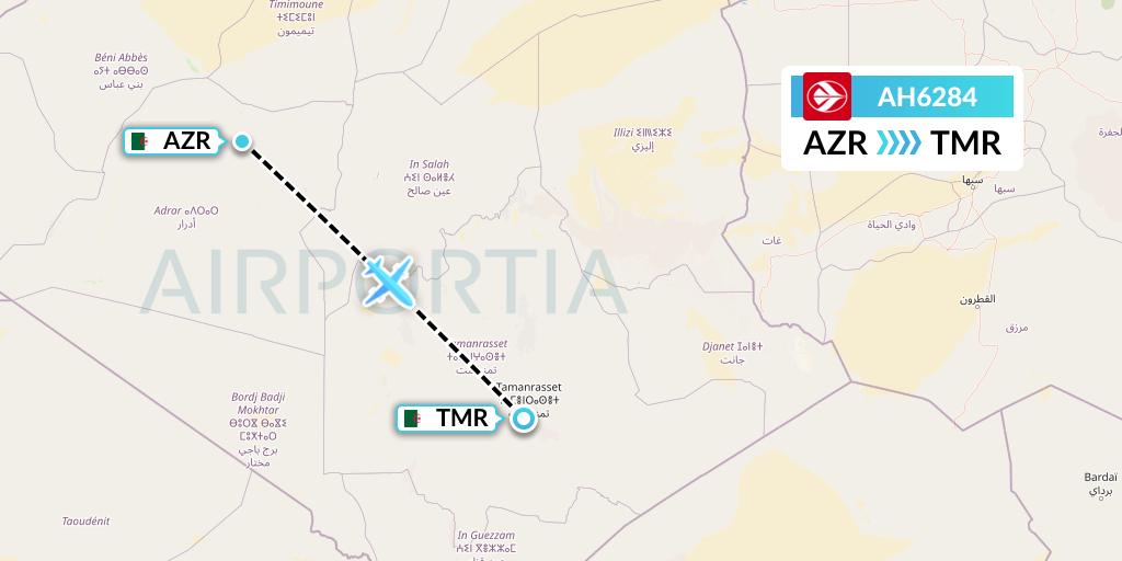 AH6284 Air Algerie Flight Map: Adrar to Tamanrasset