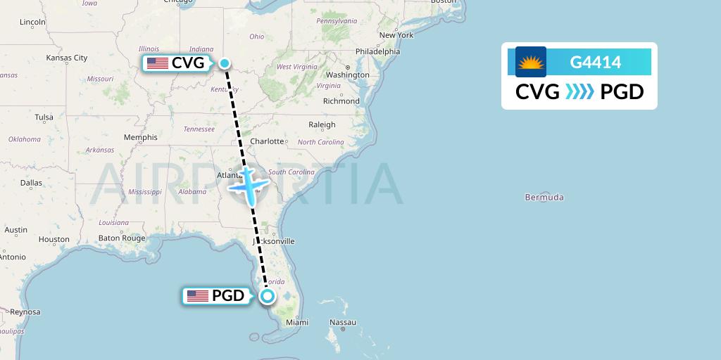 G4414 Allegiant Air Flight Map: Cincinnati to Punta Gorda