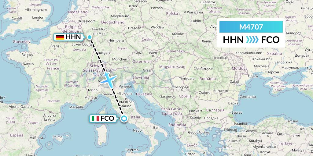 M4707 Mistral Air Flight Map: Hahn to Rome