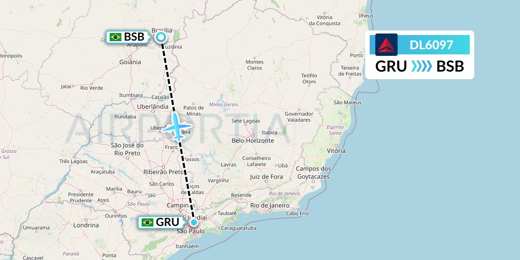 DL6097 Delta Air Lines Flight Map: Sao Paulo to Brasilia