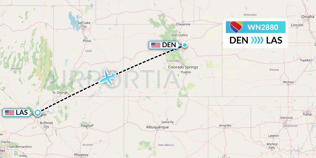 WN2880 Southwest Airlines Flight Map: Denver to Las Vegas