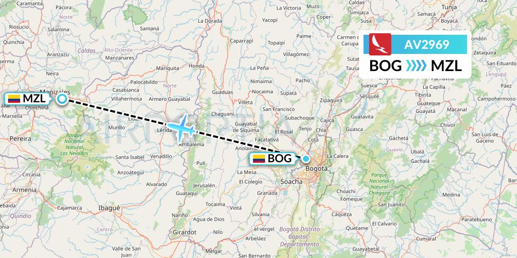 AV2969 Avianca Flight Map: Bogota to Manizales