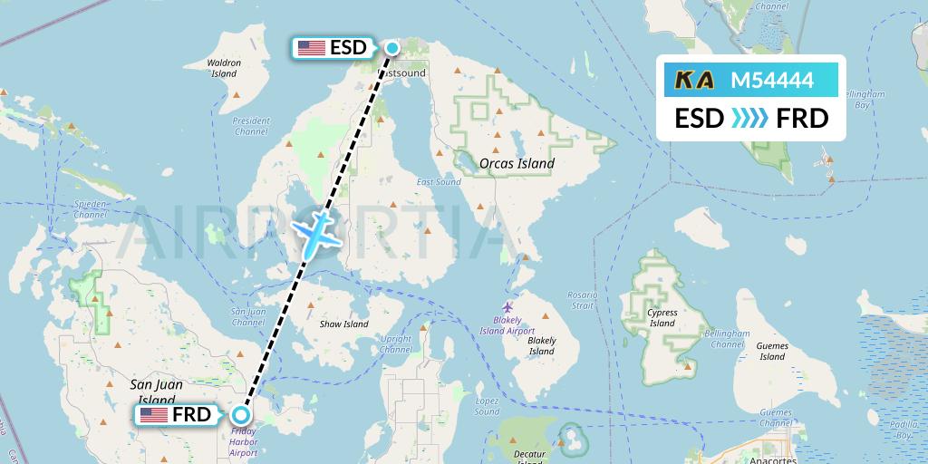 M54444 Kenmore Air Flight Map: Eastsound to Friday Harbor
