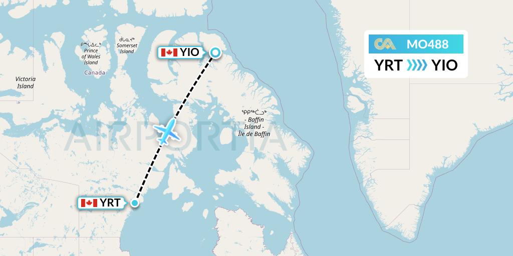 MO488 Calm Air Flight Map: Rankin Inlet to Pond Inlet