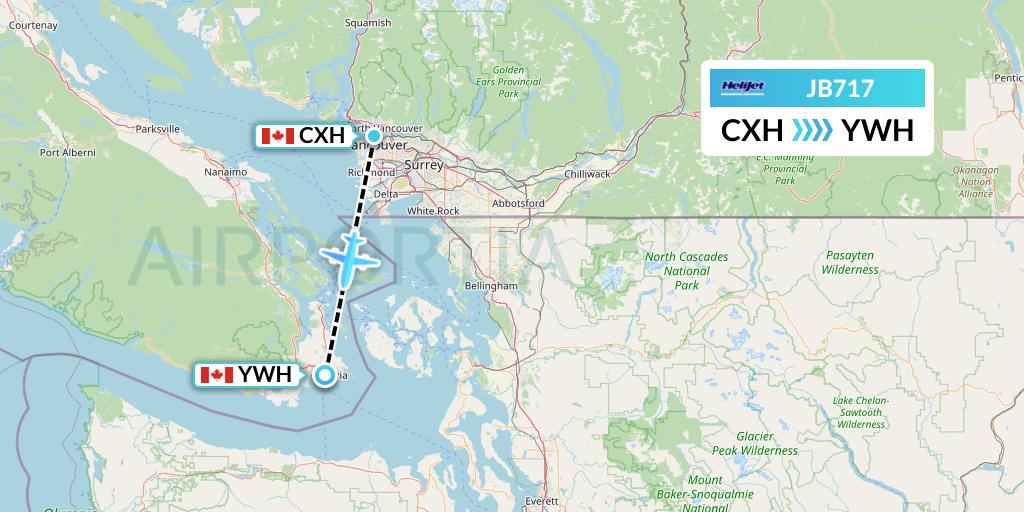 JB717 Helijet International Flight Map: Vancouver to Victoria