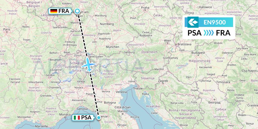 EN9500 Air Dolomiti Flight Map: Pisa to Frankfurt