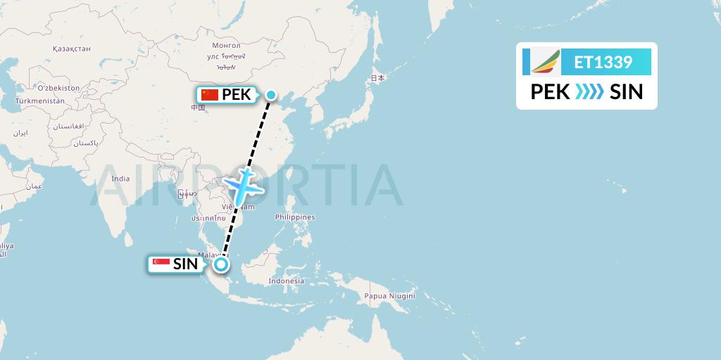 ET1339 Ethiopian Airlines Flight Map: Beijing to Singapore
