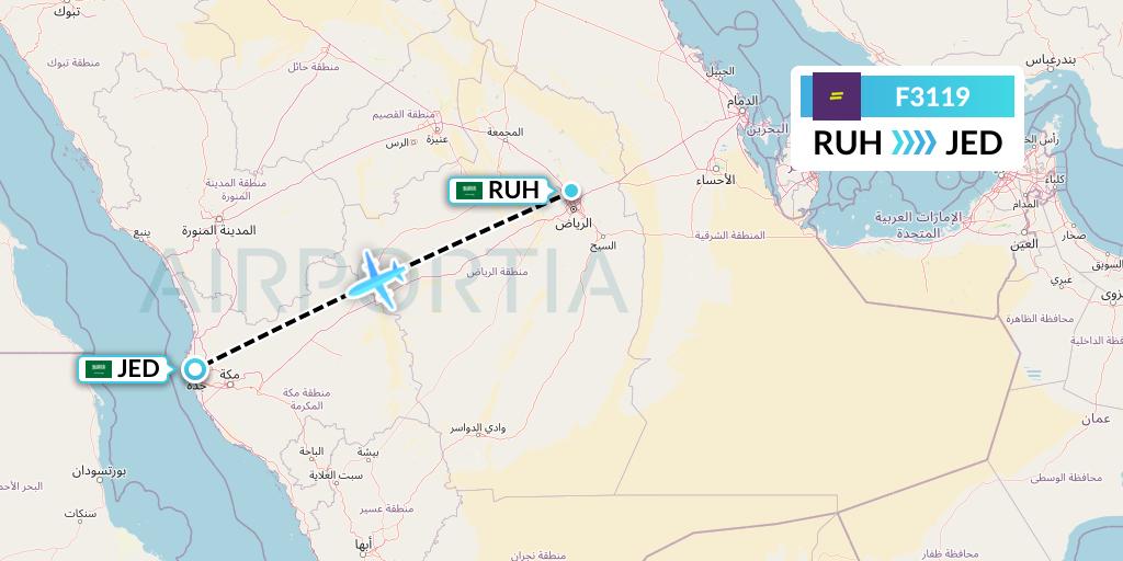 F3119 flydeal Flight Map: Riyadh to Jeddah
