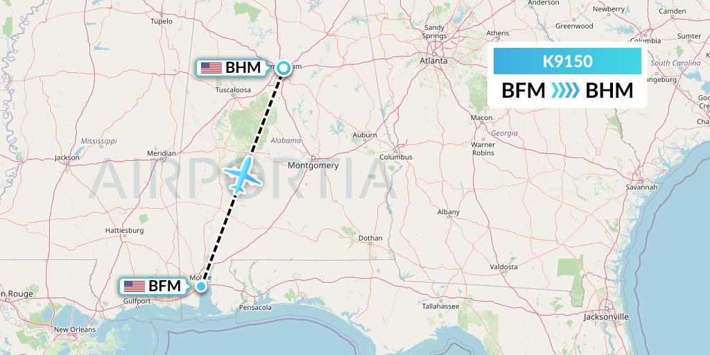 K9150 Kalitta Charters Flight Map: Mobile to Birmingham