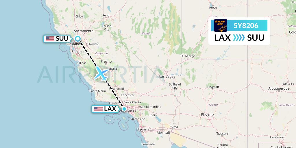 5Y8206 Atlas Air Flight Map: Los Angeles to Fairfield
