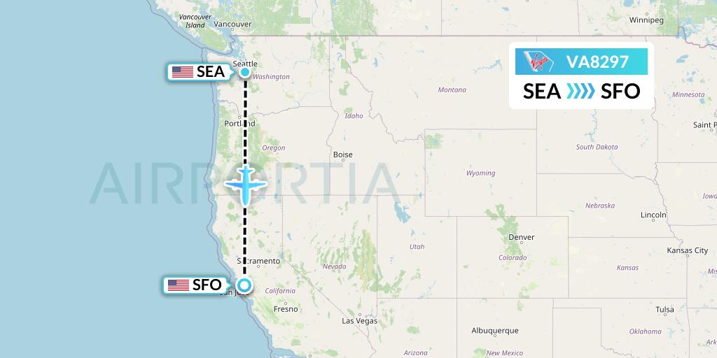 VA8297 Virgin Australia Flight Map: Seattle to San Francisco