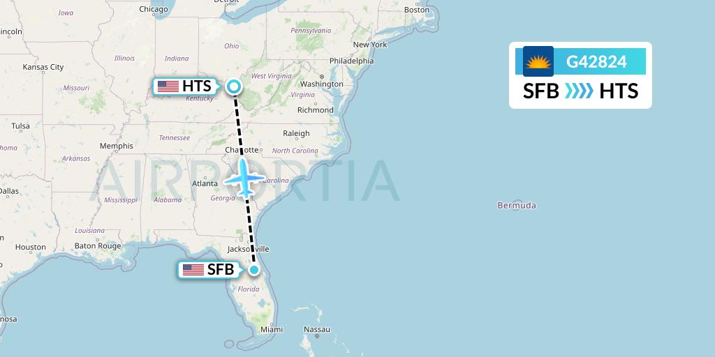 G42824 Allegiant Air Flight Map: Orlando to Huntington