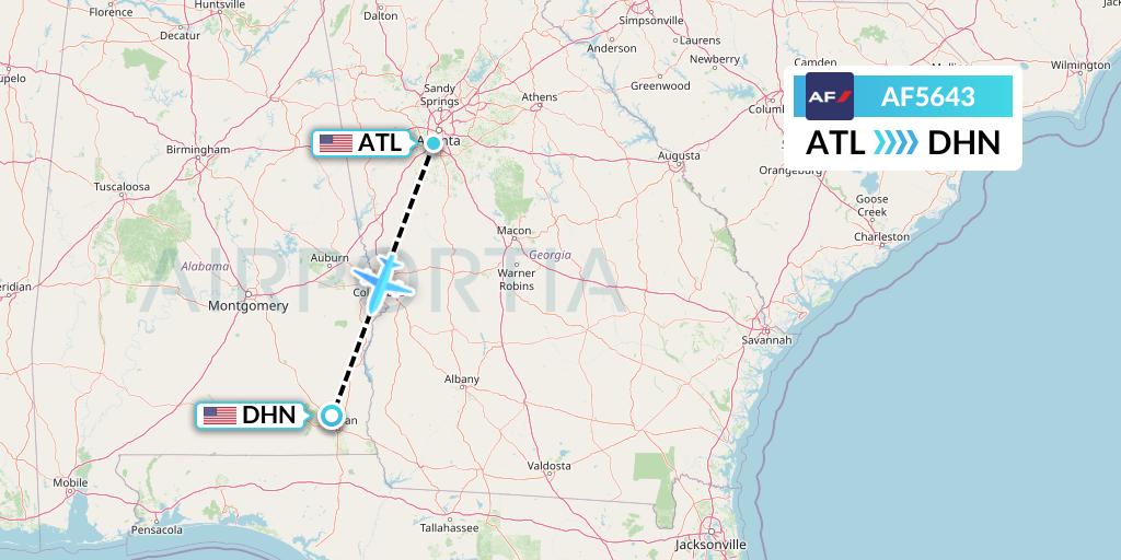 AF5643 Air France Flight Map: Atlanta to Dothan