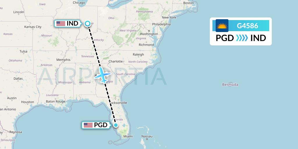 G4586 Allegiant Air Flight Map: Punta Gorda to Indianapolis