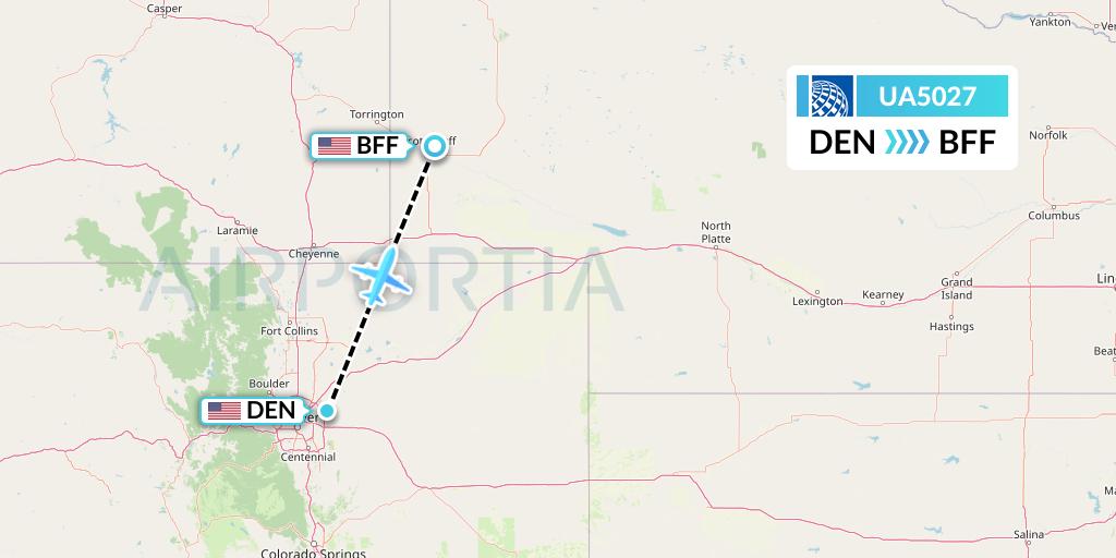 UA5027 United Airlines Flight Map: Denver to Scottsbluff
