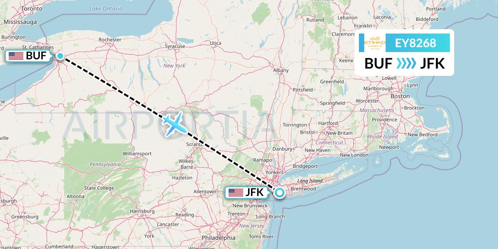 EY8268 Etihad Airways Flight Map: Buffalo to New York