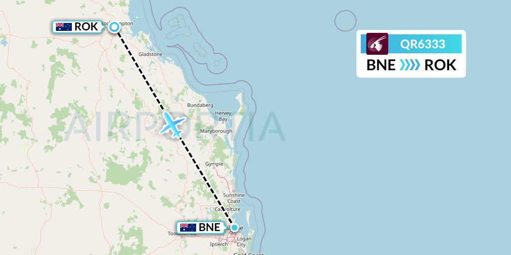 QR6333 Qatar Airways Flight Map: Brisbane to Rockhampton