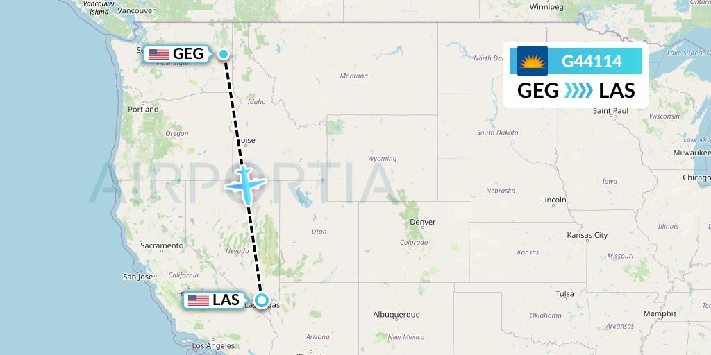 G44114 Allegiant Air Flight Map: Spokane to Las Vegas
