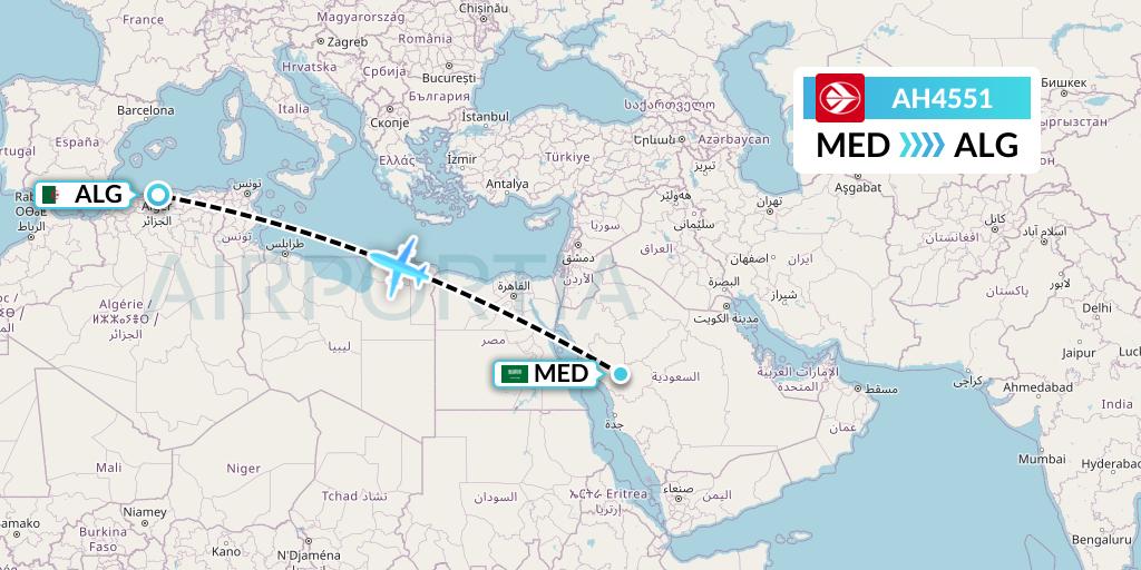 AH4551 Air Algerie Flight Map: Medina to Algiers