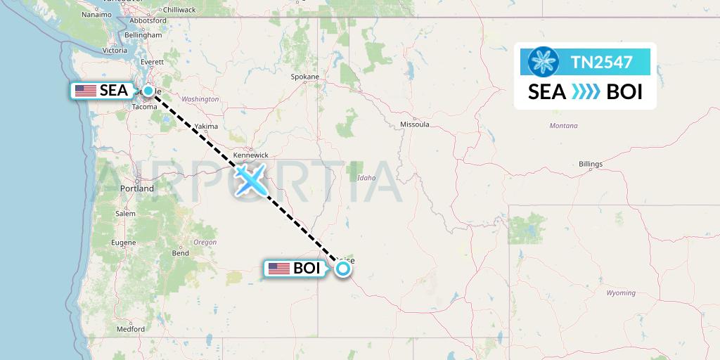 TN2547 Air Tahiti Nui Flight Map: Seattle to Boise