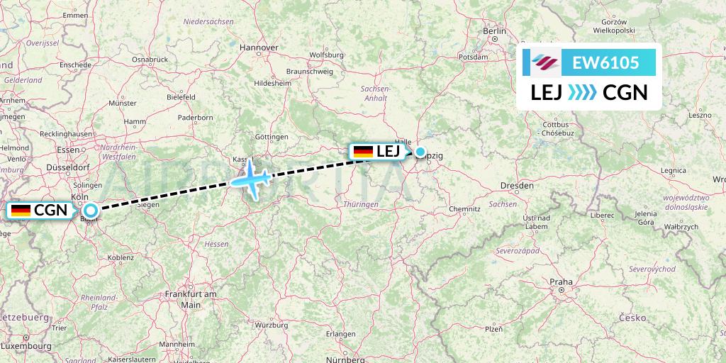 EW6105 Eurowings Flight Map: Leipzig to Cologne