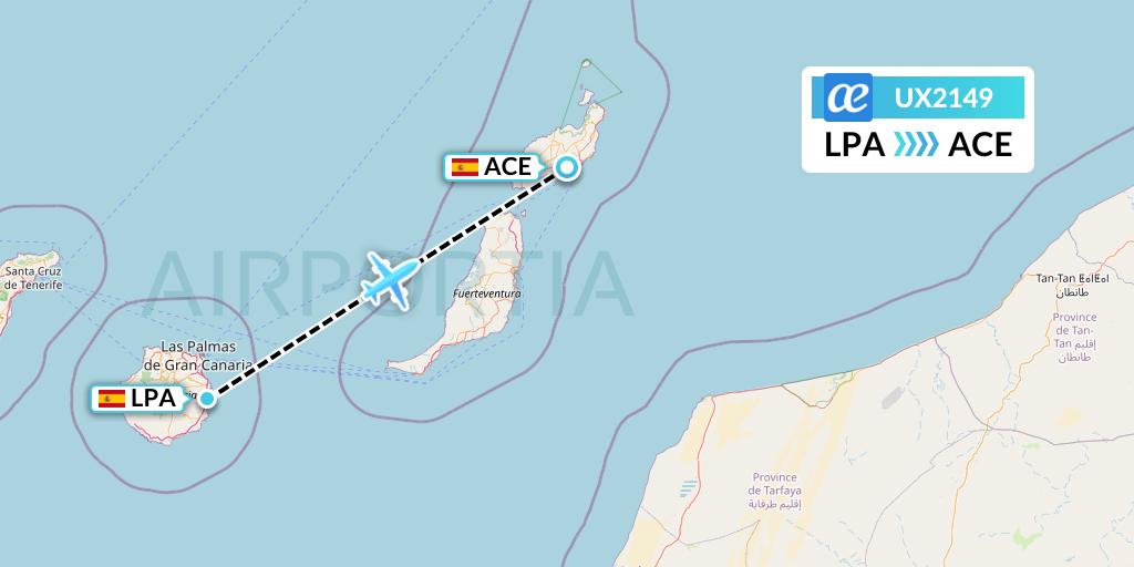 UX2149 Air Europa Flight Map: Las Palmas to Lanzarote