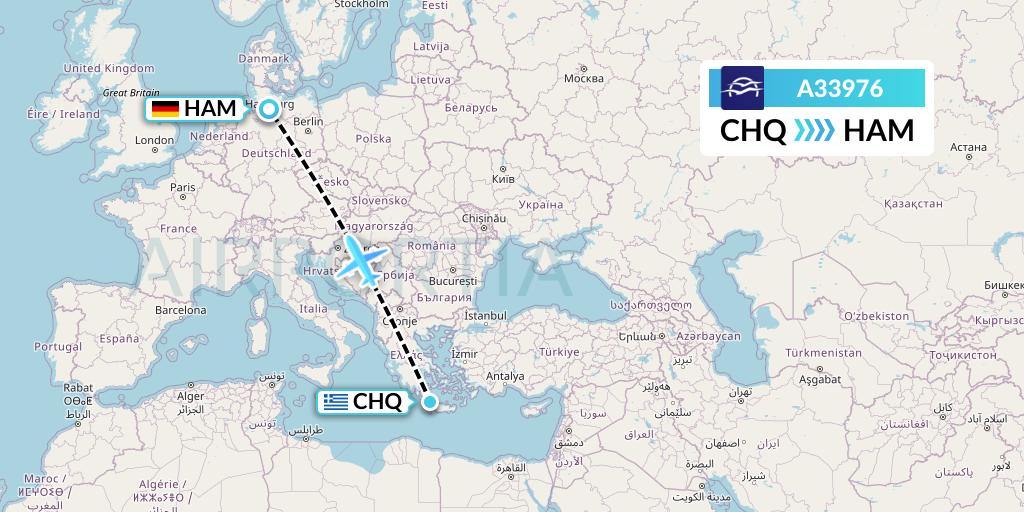 A33976 Aegean Airlines Flight Map: Chania to Hamburg