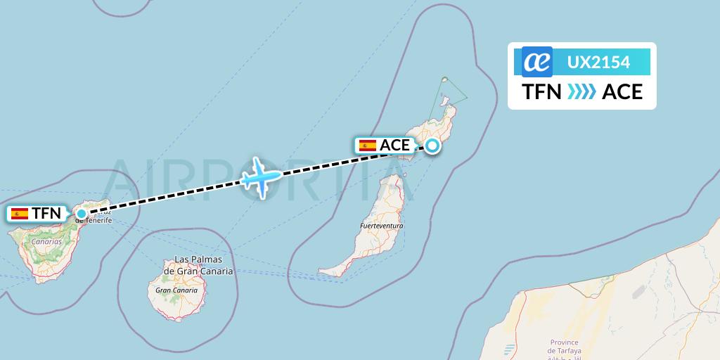 UX2154 Air Europa Flight Map: Tenerife to Lanzarote