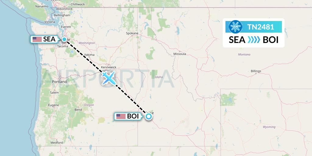 TN2481 Air Tahiti Nui Flight Map: Seattle to Boise