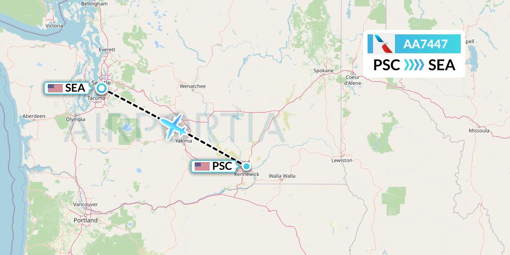 AA7447 American Airlines Flight Map: Pasco to Seattle