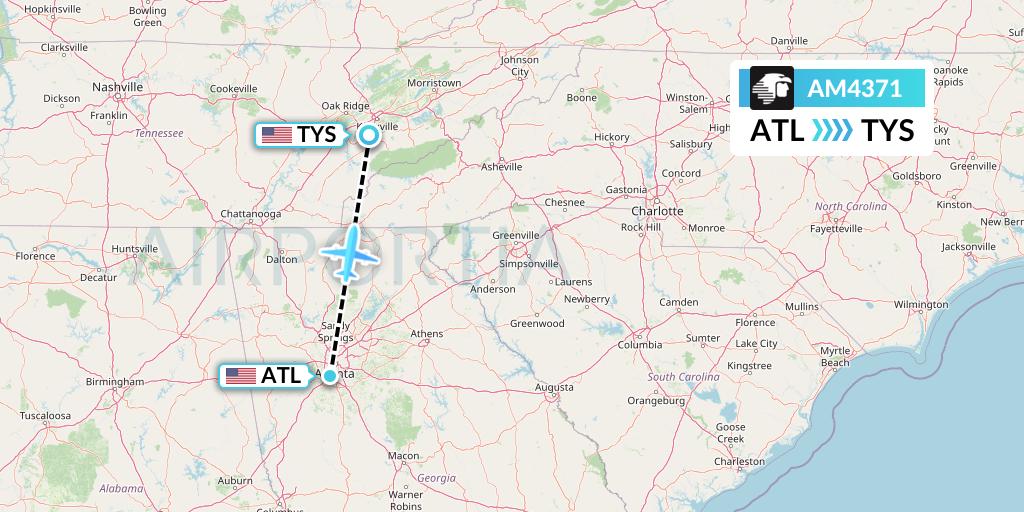 AM4371 Aeromexico Flight Map: Atlanta to Knoxville