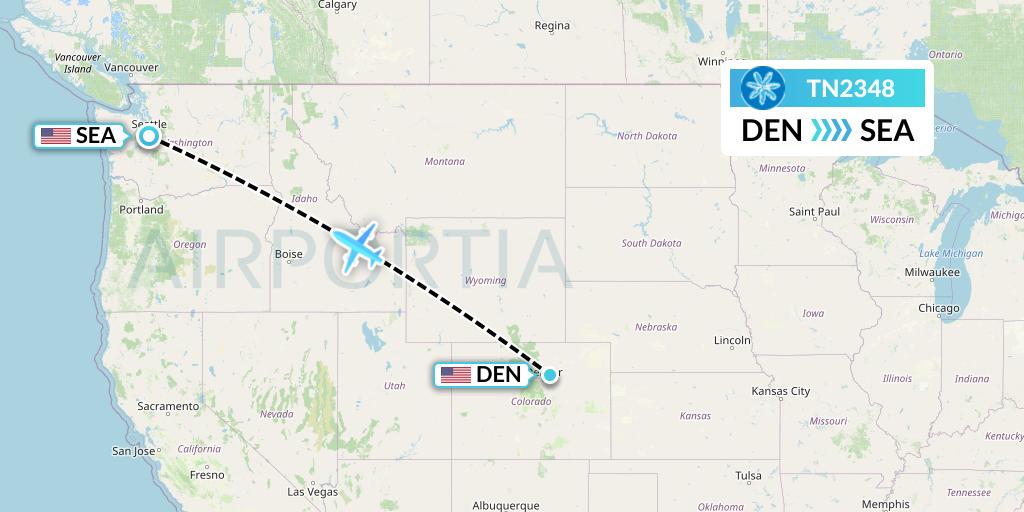 TN2348 Air Tahiti Nui Flight Map: Denver to Seattle