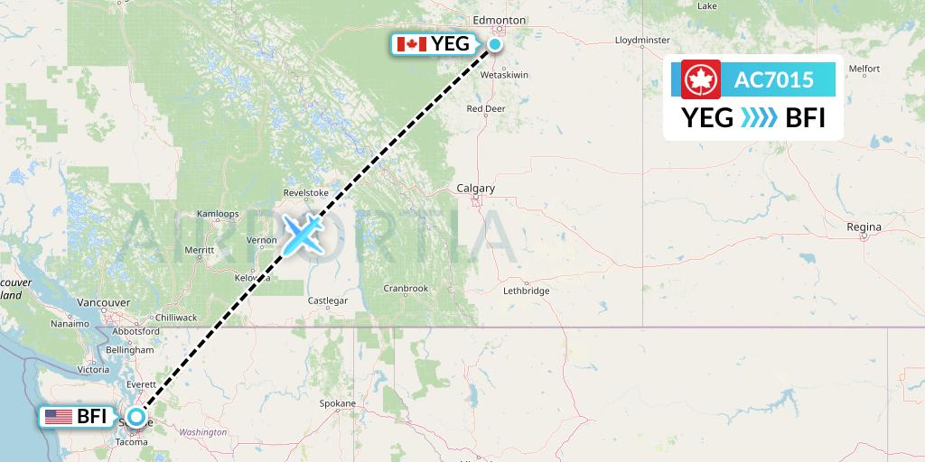 AC7015 Air Canada Flight Map: Edmonton to Seattle