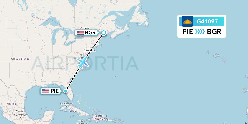 G41097 Allegiant Air Flight Map: St. Petersburg to Bangor