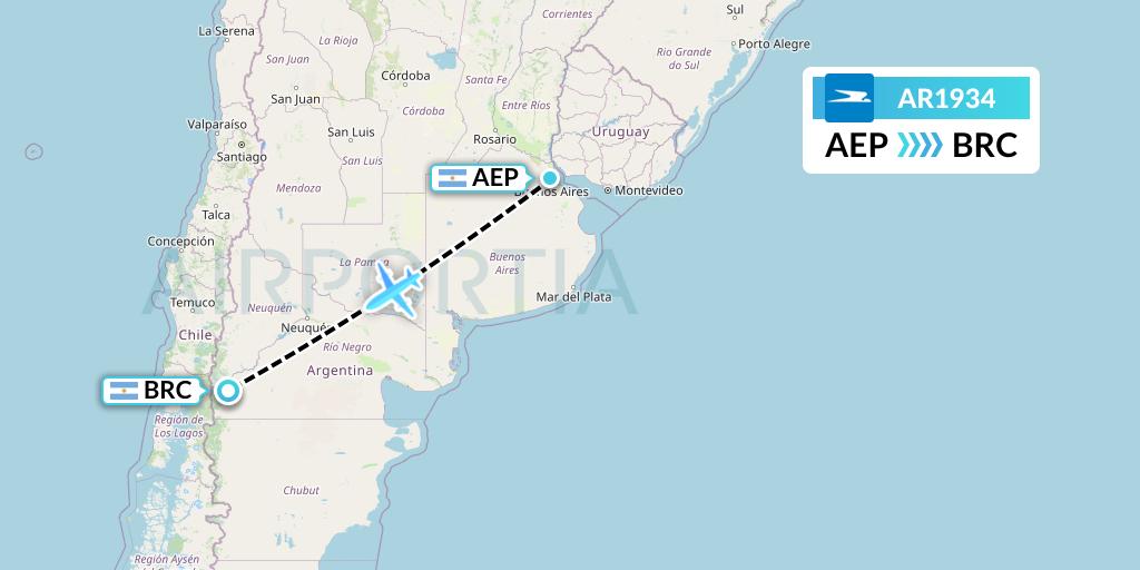 AR1934 Aerolineas Argentinas Flight Map: Buenos Aires to San Carlos de Bariloche