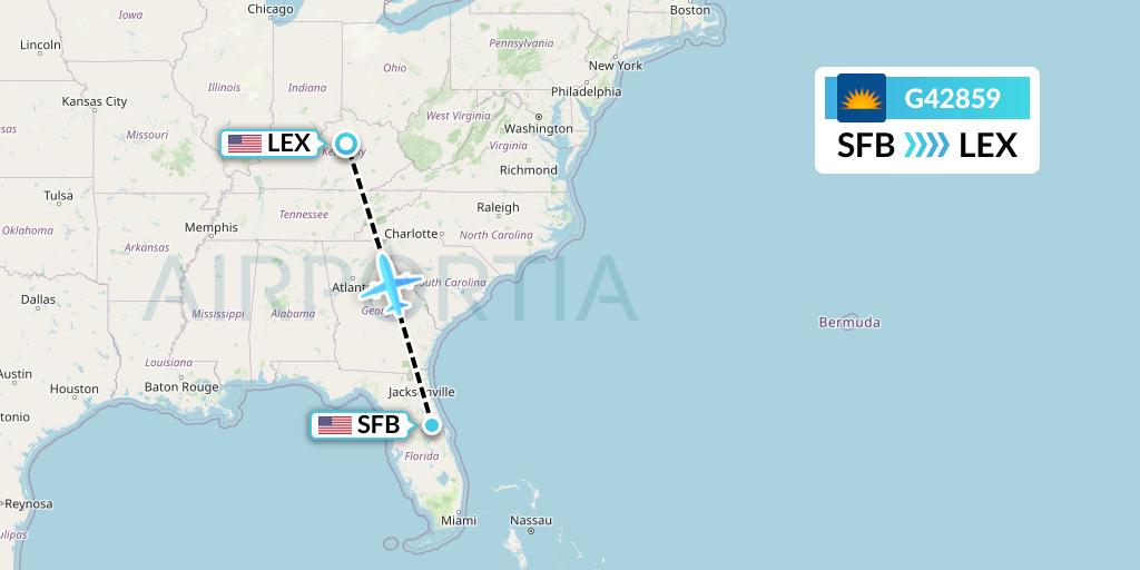 G42859 Allegiant Air Flight Map: Orlando to Lexington