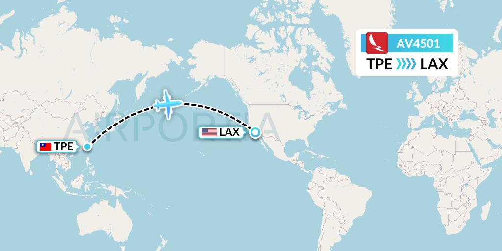 AV4501 Avianca Flight Map: Taipei to Los Angeles
