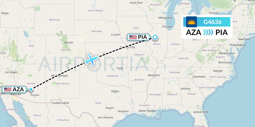 G4636 Allegiant Air Flight Map: Phoenix to Peoria